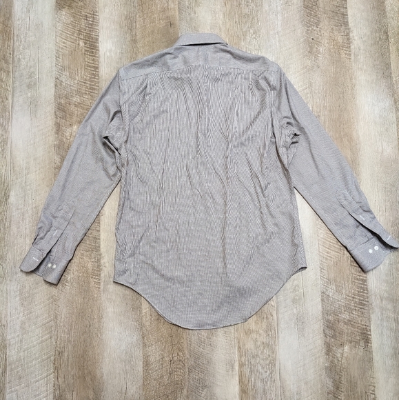 Lauren Ralph Lauren Brown and White Long Sleeve Button Down Shirt - Picture 4 of 11